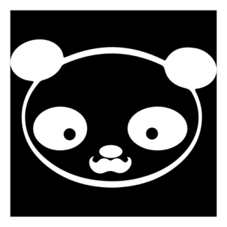 Young Panda Funny Moustache Decal (White)